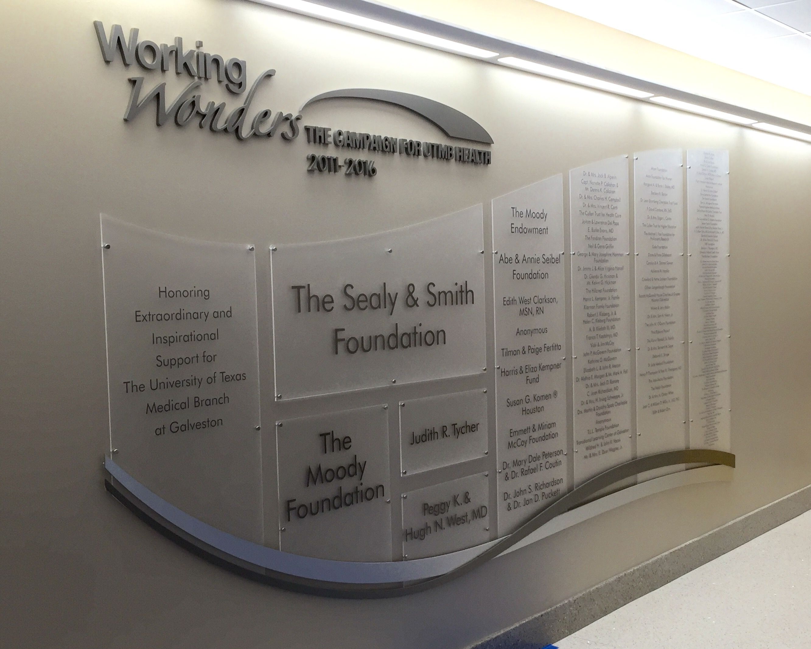 UTMB Health Donor Recognition Wall