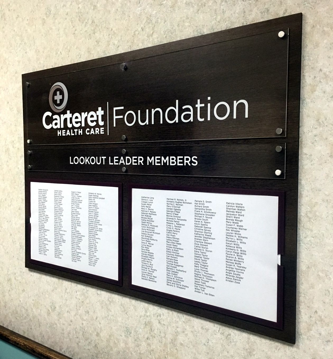Carteret Healthcare Donor Wall Signage Carteret Healthcare Donor Wall Signage