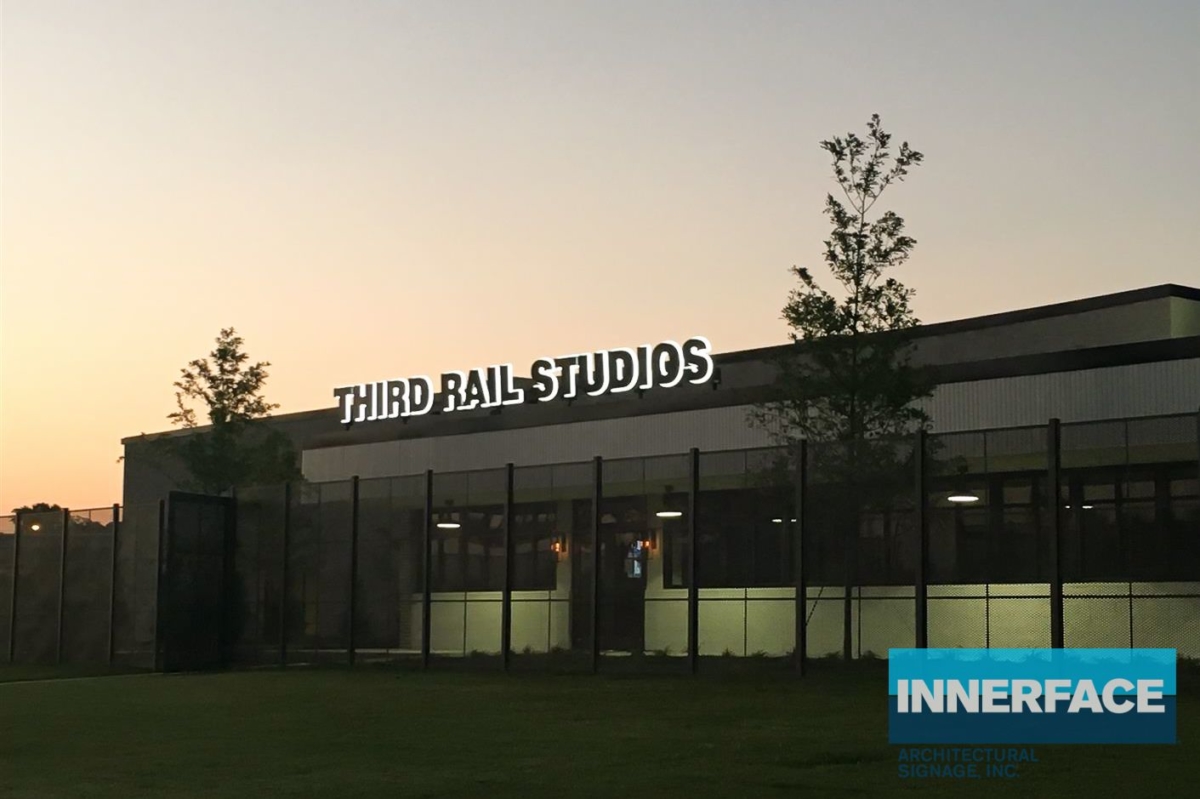 Third Rail Studios Corporate Exterior Signage Third Rail Studios Corporate Exterior Signage