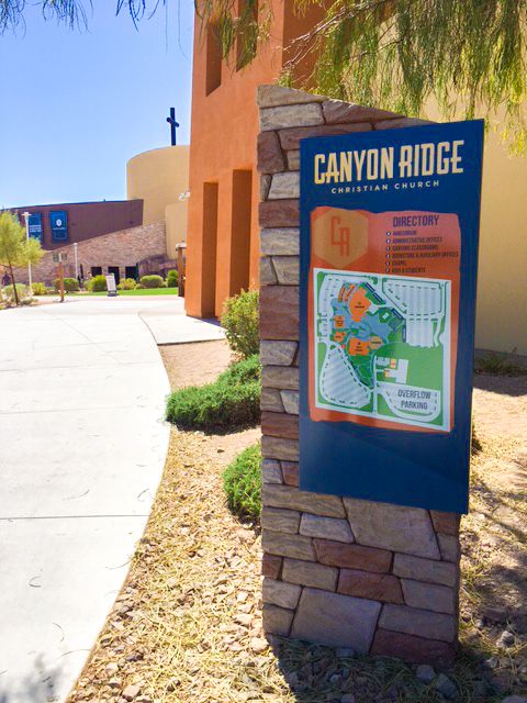 Canyon Ridge Church Exterior Mapping Signage